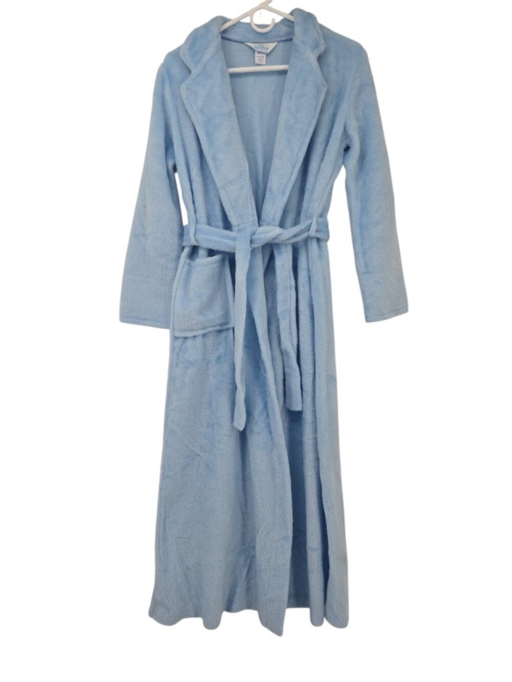 Vintage 1980s Robe Housecoat Womens Size S 8/10 Baby Blue w Pocket Made in USA